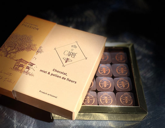 Carrés de chocolat miel & pollen - saveur Passion