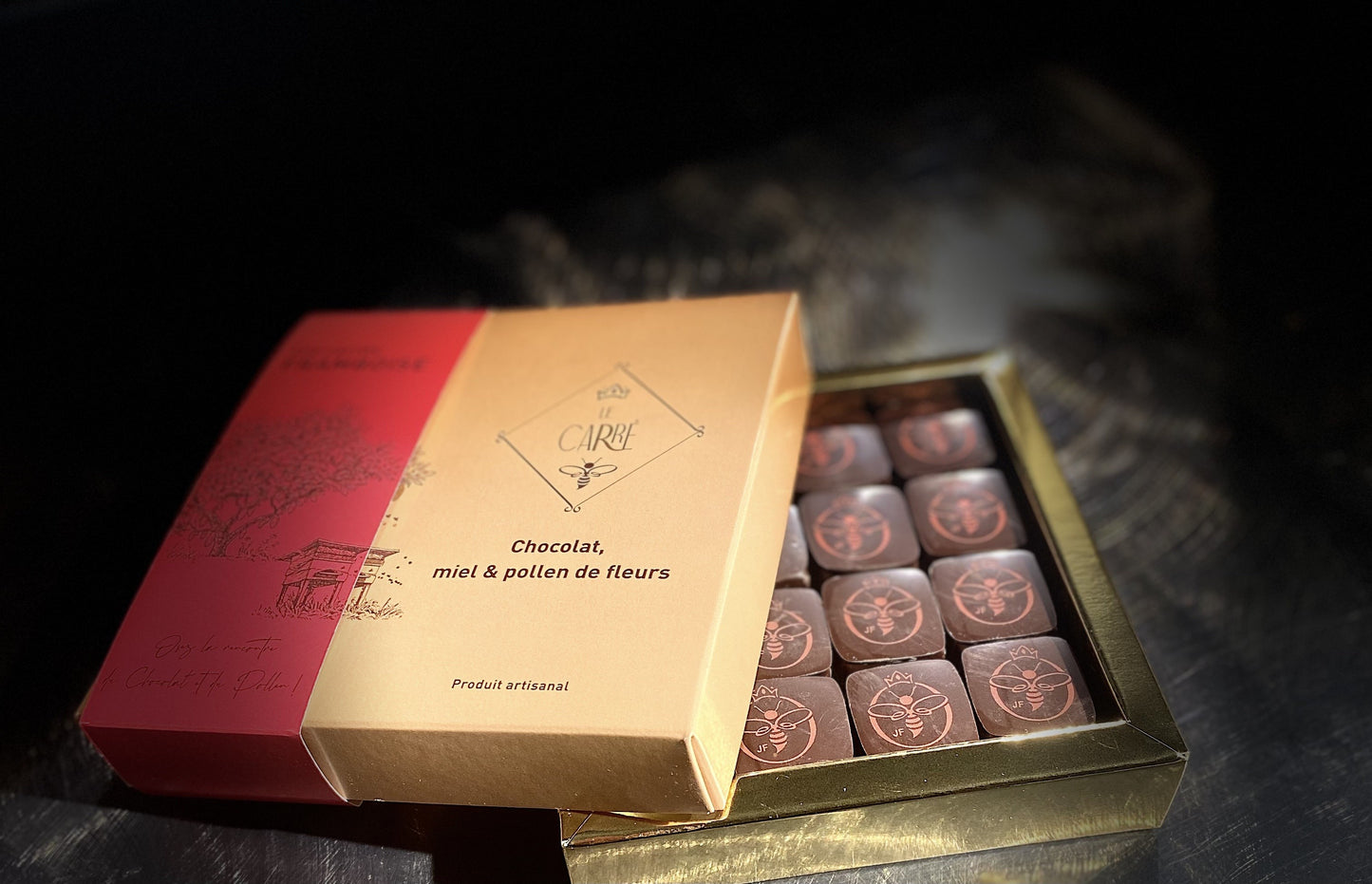 Carré au chocolat miel & pollen - Saveur Framboise