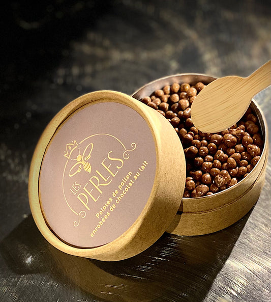 Perles de pollen enrobées de chocolat au lait