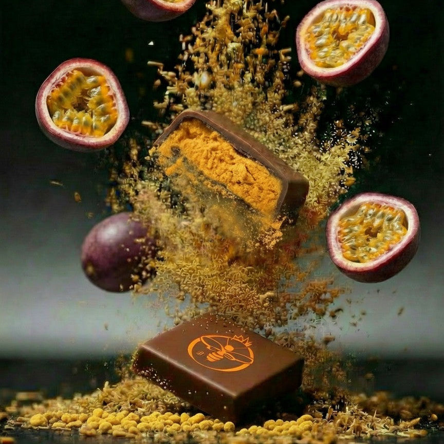 Carrés de chocolat miel & pollen - saveur Passion