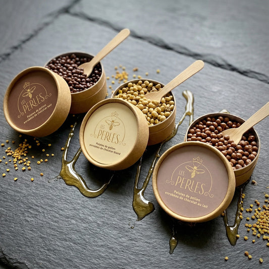 Perles de pollen enrobées de chocolat au lait